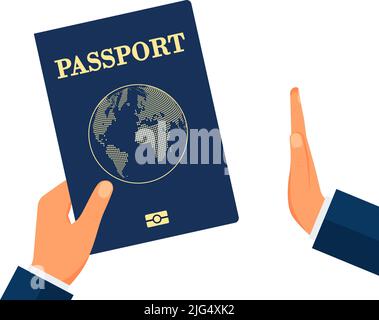 contrôle des frontières. Contrôle des passeports. Interdiction de voyager dans un autre pays. Illustration vectorielle. SPE 10 Illustration de Vecteur