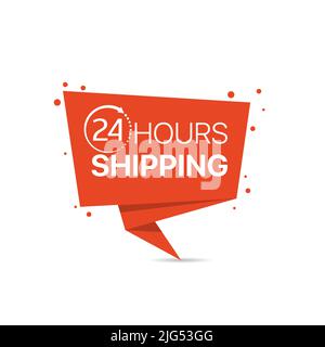 étiquette rouge tendance 24 heures d'expédition Illustration de Vecteur