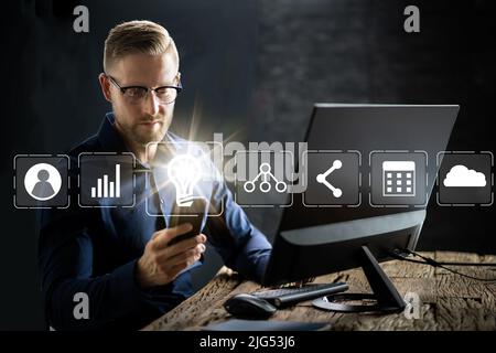 Concept de financement des ampoules. Ampoule d'idée d'entreprise Banque D'Images