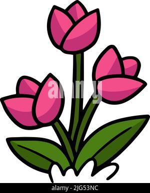 Illustration Clipart colorée de la tulipe Flower Cartoon Illustration de Vecteur