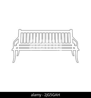 Banc de jardin, mobilier de parc public. Vue avant banquette en bois avec dossier. Illustration vectorielle plate isolée sur fond blanc. Illustration de Vecteur