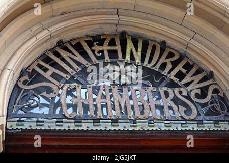 Saint Andrews Chambers, 21 Albert Square, Manchester, Angleterre, Banque D'Images
