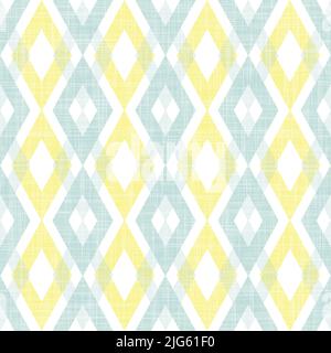 Tissu jaune-bleu vectoriel motif texturé sans couture ikat diamant Illustration de Vecteur