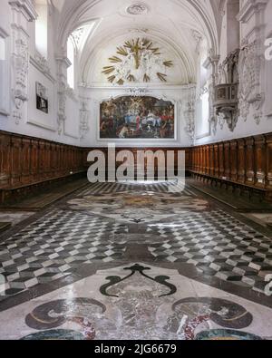 Réfectoire du monastère de la Chartreuse Saint-Laurent à Padula, Campanie, Italie Banque D'Images