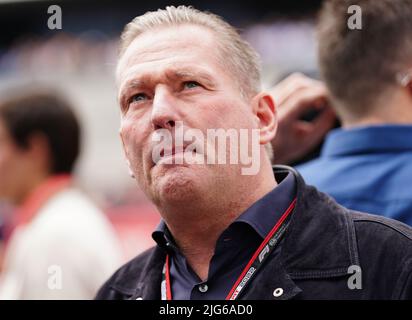 Jos Verstappen, le père de Max Verstappen, lors du Grand Prix britannique 2022 à Silverstone, à Towcester. Date de la photo: Dimanche 3 juillet 2022. Banque D'Images