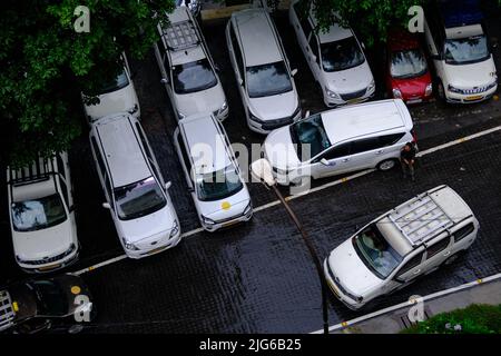 Gangtok, Sikkim - 16 juin 2022, vue Arial de la route Sikkim, vue Arial du parking. Banque D'Images