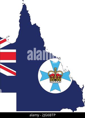 Carte drapeau du QUEENSLAND, AUSTRALIE Illustration de Vecteur