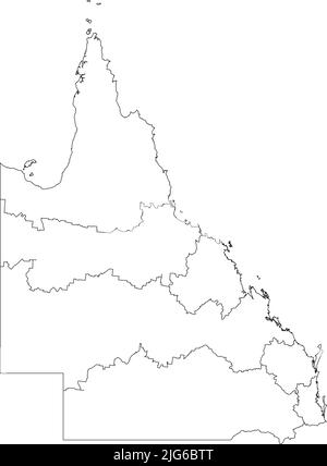 Carte blanche des régions du QUEENSLAND, AUSTRALIE Illustration de Vecteur