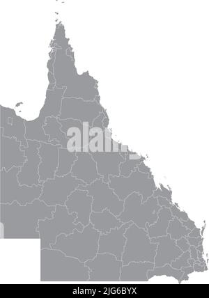 Carte grise des régions gouvernementales locales du QUEENSLAND, AUSTRALIE Illustration de Vecteur