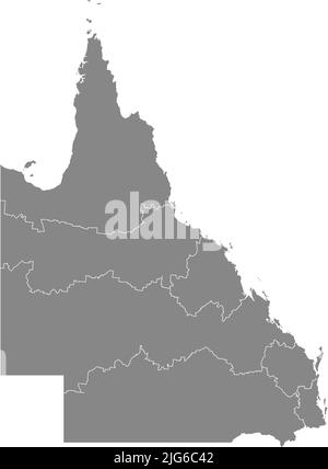 Carte grise des régions du QUEENSLAND, AUSTRALIE Illustration de Vecteur