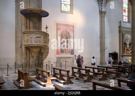 La Sainte Trinité de Masaccio dans la Basilique Santa Maria Novella Eglise Florence Italie Banque D'Images