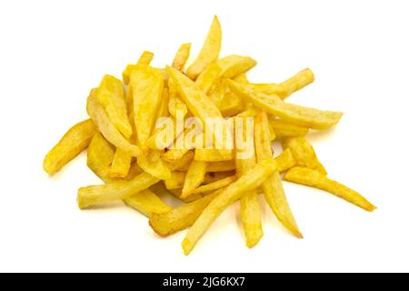 Pommes de terre frites. Frites isolées sur fond blanc. Gros plan Banque D'Images