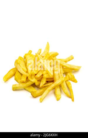 Pommes de terre frites. Frites isolées sur fond blanc. Gros plan Banque D'Images