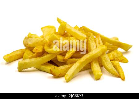 Pommes de terre frites. Frites isolées sur fond blanc. Gros plan Banque D'Images