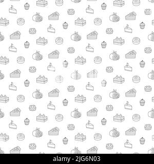 Cuisson de gâteaux et desserts sans couture. Illustration de l'emballage, du menu, de la recette Illustration de Vecteur