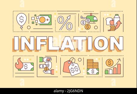 Inflation mot concepts bannière jaune Illustration de Vecteur