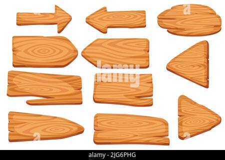 Ensemble de panneaux de pointage en bois illustration vectorielle isolée sur fond blanc Illustration de Vecteur