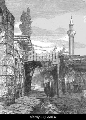 'Fez--scène de rue dans la vieille ville; visite au Sultan du Maroc, à Fès, au printemps de 1871', 1871. De, 'Travels illustré' par H.W. Bates. [Cassell, Petter et Galpin, c1880, Londres] Banque D'Images