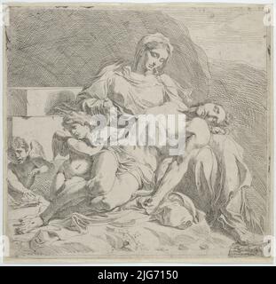 Piet&#xe0;, le Christ mort soutenu par la Vierge, putti à gauche, ca. 1633-46. Banque D'Images