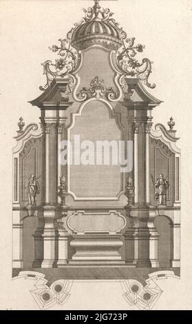 Conception d'un autel monumental, assiette k de 'Unterschiedliche Neu Inventierte Alt&#XE4;re mit darzu geh&#xf6;rigen Profilen U. Grundri&#xdf;en.', imprimé vers 1750-56. Banque D'Images