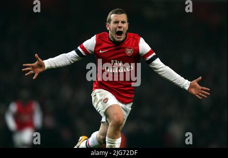 Photo du dossier datée du 16-01-2013 de Jack Wilshere d'Arsenal. L'ancien milieu de terrain d'Arsenal et d'Angleterre Jack Wilshere a annoncé sa retraite. Date de publication : vendredi 8 juillet 2022. Banque D'Images