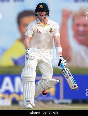 Galle, Sri Lanka. 8th juillet 2022. Steve Smith, de l'Australie, réagit pendant les 1st jours du match de cricket test de 2nd entre le Sri Lanka et l'Australie au stade international de cricket de Galle, à Galle, le 8th juillet 2022. Viraj Kothalwala/Alamy Live News Banque D'Images