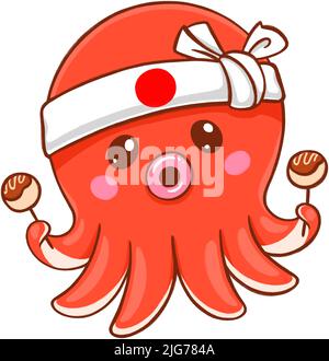 Illustration du vecteur de quidé Takoyaki d'Octopus Illustration de Vecteur