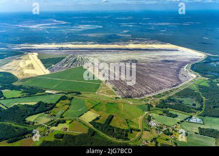 Vue aérienne de la mine de lignite de Reichwalde opencast, Laussitz, Saxe, Allemagne Banque D'Images