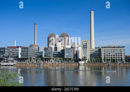 Centrale thermique et électrique combinée MAINOVA West, main, Francfort-sur-le-main, Hesse, Allemagne Banque D'Images