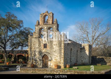 Mission Espada a été la première mission au Texas. Aujourd'hui, il fait partie du parc historique national des missions de San Antonio, dans le sud du Texas. Banque D'Images