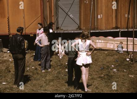 Coulisses du spectacle « girlie » à la foire de l'État du Vermont, Rutland. Banque D'Images