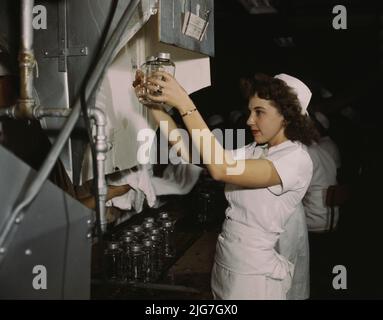 Donateurs Transfusion bouteilles, Baxter Lab., Glenview, Illinois. Banque D'Images