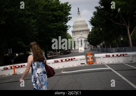 Washington, États-Unis. 08th juillet 2022. Une vue générale du bâtiment du Capitole des États-Unis à Washington, DC, vendredi, 8 juillet 2022. (Graeme Sloan/Sipa USA) Credit: SIPA USA/Alay Live News Banque D'Images