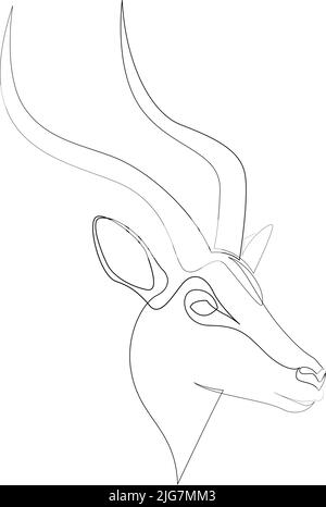 Silhouette d'antilope à une ligne. Illustration vectorielle de style minimalisme dessinée à la main. Illustration de Vecteur