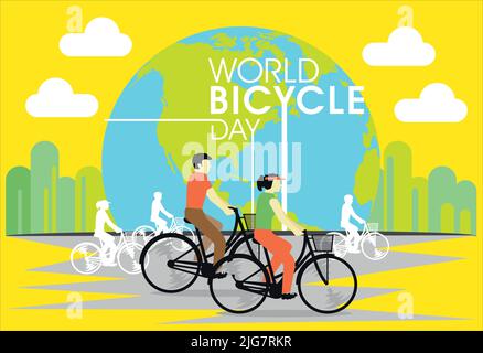 des gens qui font du vélo le jour du vélo Illustration de Vecteur