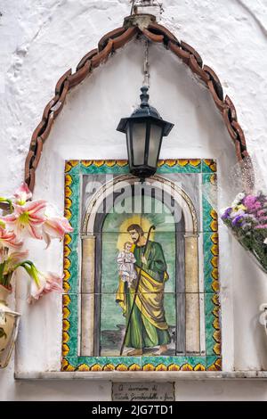 Peinture murale religieuse, côte amalfitaine, Italie Banque D'Images