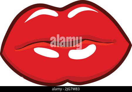 Illustration vectorielle colorée des lèvres embrassantes rouges Illustration de Vecteur