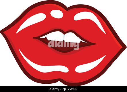 Illustration vectorielle colorée des lèvres embrassantes rouges Illustration de Vecteur