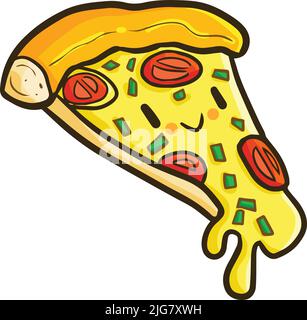 Un clip simple d'une tranche de pizza sur fond blanc Illustration de Vecteur