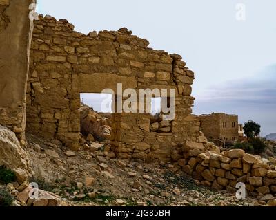 Sur la route à Wadi Dana, Jordanie. Banque D'Images