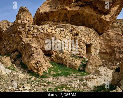 Sur la route à Wadi Dana, Jordanie. Banque D'Images