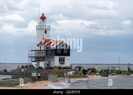 Phare, Marken Island, Noord-Hollande, pays-Bas Banque D'Images