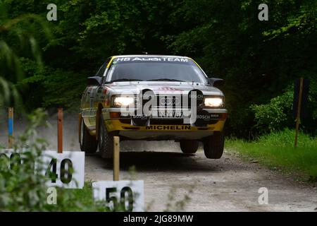 Au Flying Finn, Adam Marsden, Audi 200 Quattro réplique, Dawn of Modern ralliing, Forest Rally Stage, Goodwood Festival of Speed, The Innovators - Banque D'Images