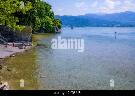 Lac de Constance, vue ouest du parc, île de Lindau, Reutine, Swabia, Allemagne, Europe Banque D'Images