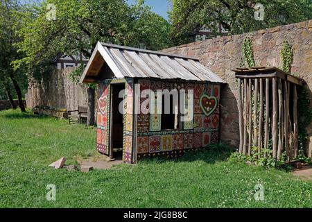 Maison de sorcière, écurie de Hansel au Musée Brothers Grimm, Steinau an der Straße, quartier main-Kinzig, Hesse, Allemagne Banque D'Images