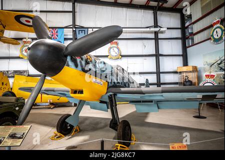 Nanton (Alberta) - 2 juillet 2022 : allemand BF-109 au Musée canadien du commandement des bombardiers, dans les régions rurales de l'Alberta. Banque D'Images