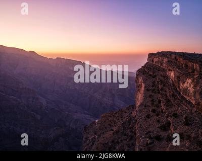 Aube au point de vue de Jebel Shams, Oman. Banque D'Images