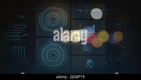 Image de feux de circulation flous sur le cercle de traitement, 6g et l'espace sombre Banque D'Images