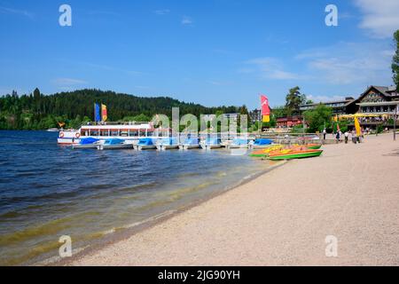 Allemagne, Bade-Wurtemberg, Forêt Noire, Titisee, sur la jetée. Banque D'Images