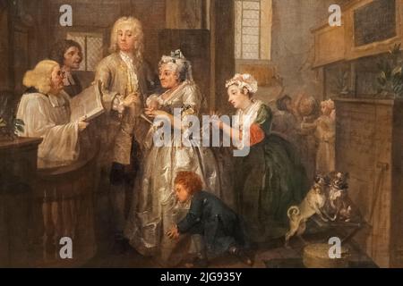 Peinture de la progression du Rake intitulée "le mariage" par William Hogarth Banque D'Images